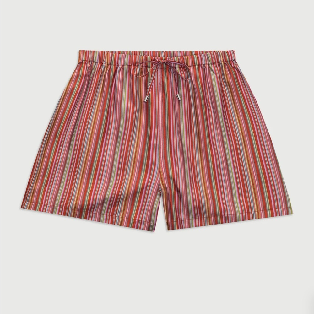 Comme Si THE DRAWSTRING SHORT, SILK TWILL SEDONA STRIPE size small